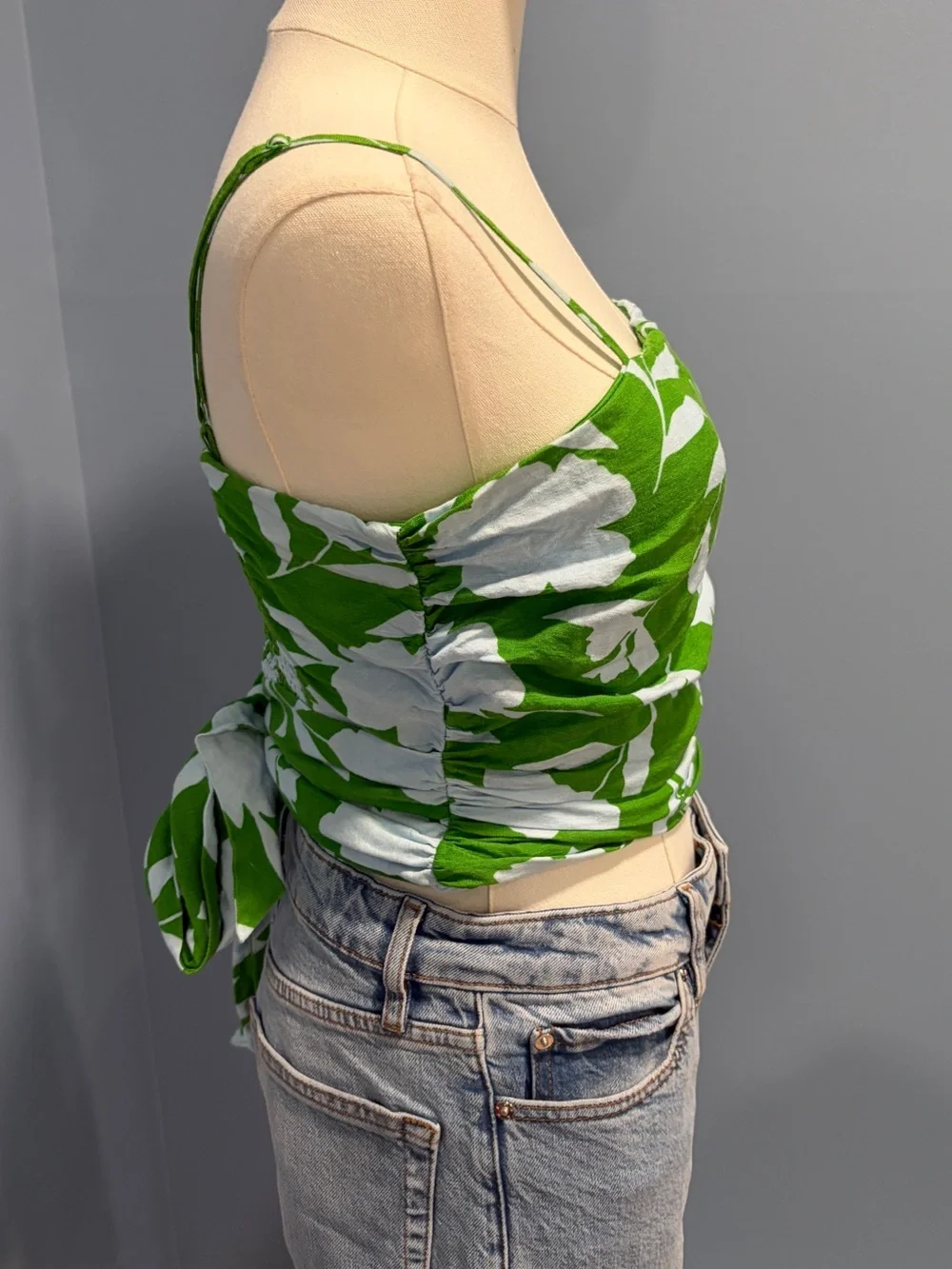 Kate Spade Green Floral Tie Back Crop Top XS Cottagecore